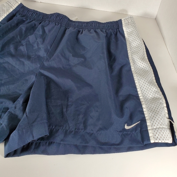 Nike Shorts Womens Large 12-14 Blue White Swoosh Running Gym Athletic Ladies - Picture 2 of 6